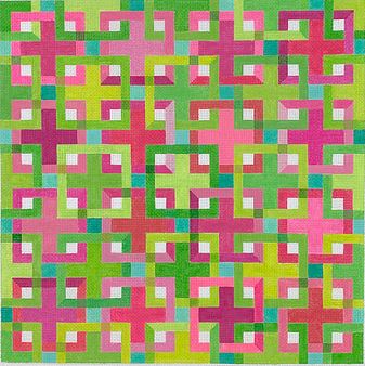 Interlocking Squares - Pinks/Greens/Turquoise