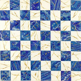 Chess/Checkers Board - Lapis Lazuli/Gold-laced Crystal Quartz   