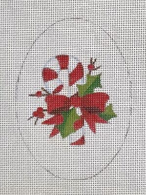 Candy Cane Oval Ornament