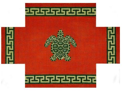 Sea Turtle/Persimmon w/Greek Key