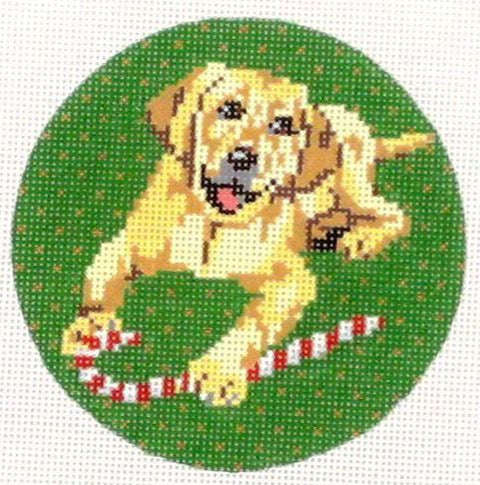Yellow Lab Ornament w/Candy Cane