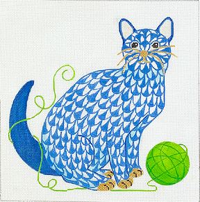 Fishnet Cat w/Ball of Yarn