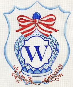 Chinese Vase w/Bow - Blues/Reds