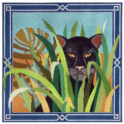 Black Panther in Jungle Leaves