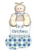 Gingham Bootie w/Boy Baby Mini Sock