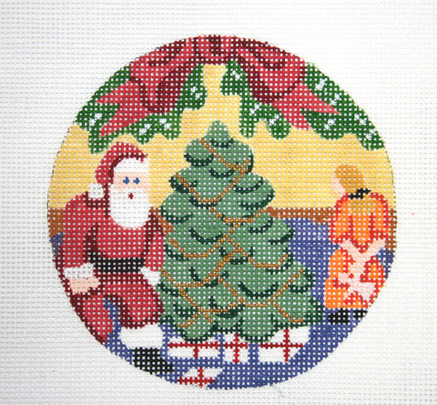 Santa's Here Ornament (Silver Needle)