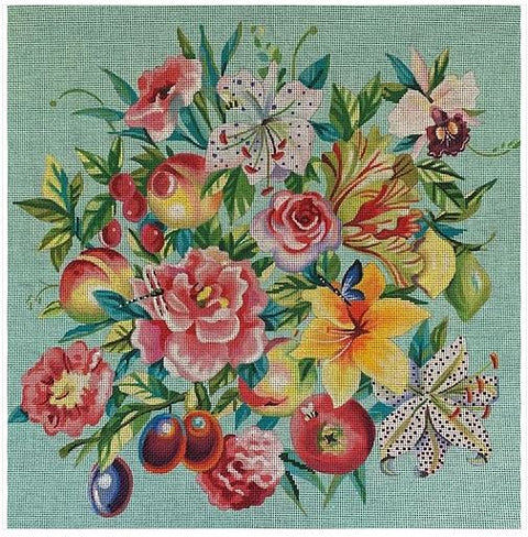 Large Floral Custom on Turquoise FF329