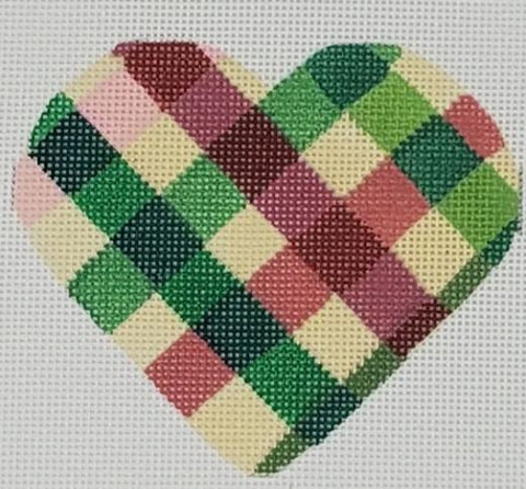 Heart - Plaid Pink/Green Ribbon
