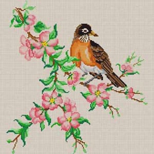 Robin and Blossoms Ecru 