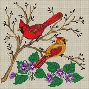 Cardinal and Violets Ecru