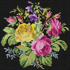 Rose Bouquet Black Background