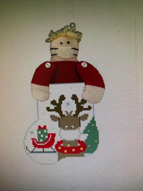 Masked Reindeer w/Boy