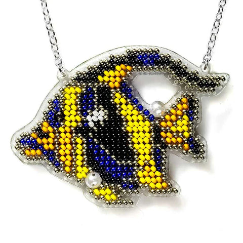 Bead Embroidery Kit - Yellow and Blue Fish (Wonderland Crafts)