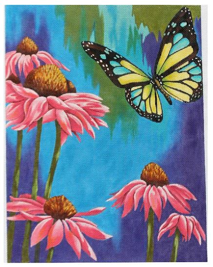 Pink Daisies and Butterfly