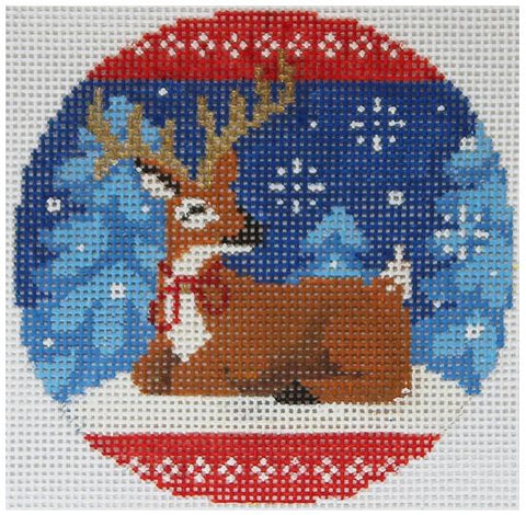 Woodland Deer in Blue Ornament