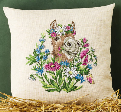 Donkey In Flowers Cushion (Permin)