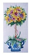 Blue Vase Topiary - Sunflowers