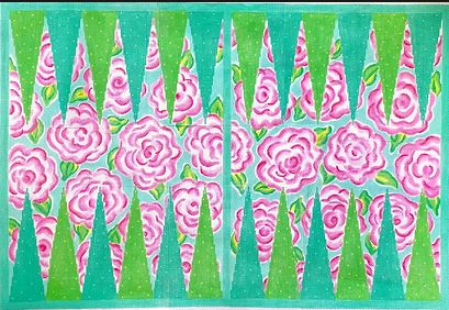 Lilly-inspired Roses Backgammon Board