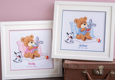 Bear Rabbit and Dog Birth Announcement