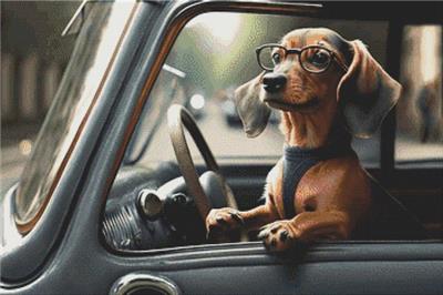 Going for a Ride - Dachshund