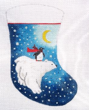 Penguin Riding Polar Bear Mini Sock