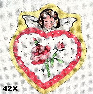 Victorian Girl Angel Heart w/Pink Roses
