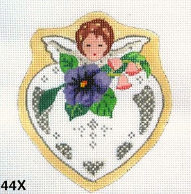 Victorian Boy Angel Heart w/Purple Pansy