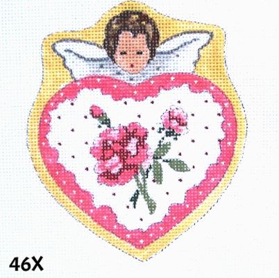 Victorian Boy Angel Heart w/Pink Roses