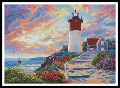 Colourful Lighthouse at Sunset