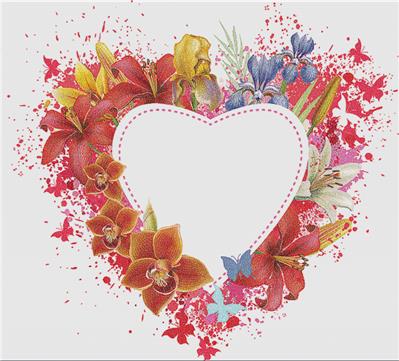 Heart with Flowers and Butterflies