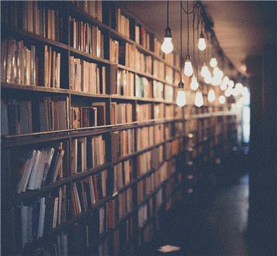 Library with Hanging Bulbs