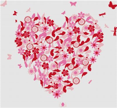 Heart of Flowers and Butterflies
