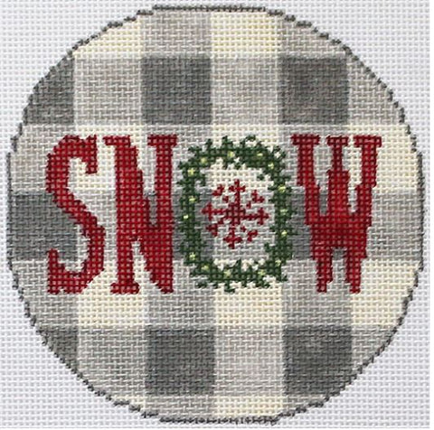 Gingham Gray Ornament/Snow