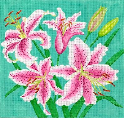 Stargazer Lilies on Turquoise