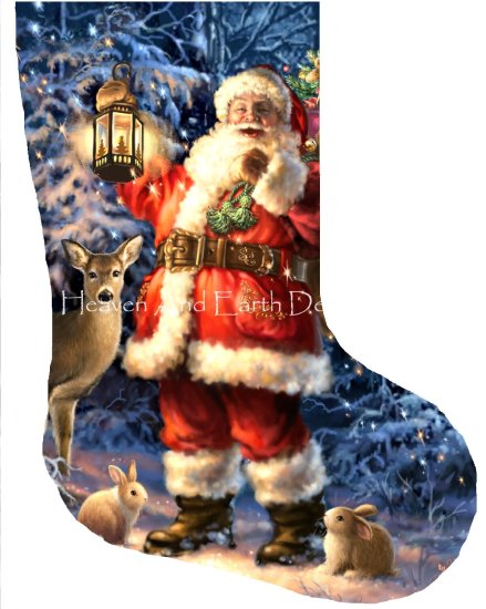 Stocking Woodland Santa - Dona Gelsinger