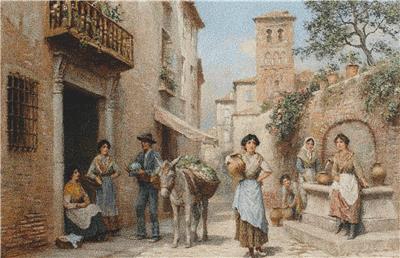 Figures by an Italian Fountain