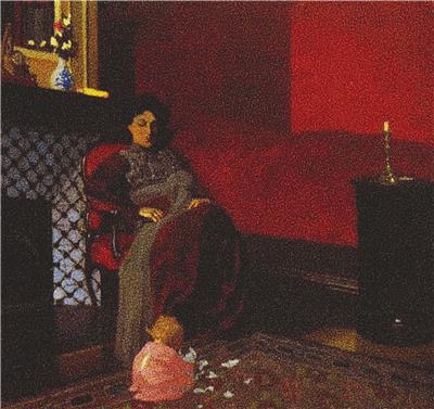 Red Room With Woman and Child