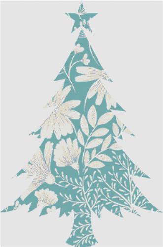 Blue Spring Floral Christmas Tree
