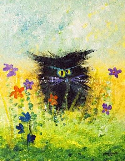 Black Cranky in Flowers/Mini - Cynthia Schmidt