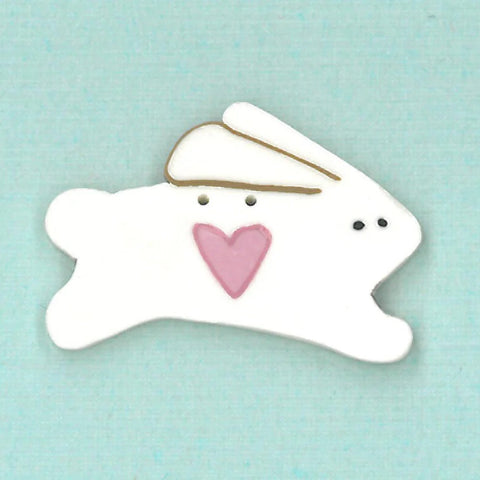 Button - Large White Rabbit