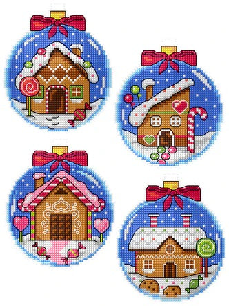 Gingerbread Houses Baubles/Dark Blue
