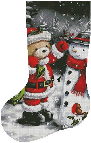 Teddy Santa with Snowman Stocking/Left (Artecy)
