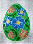Blue and Peach Floral Egg