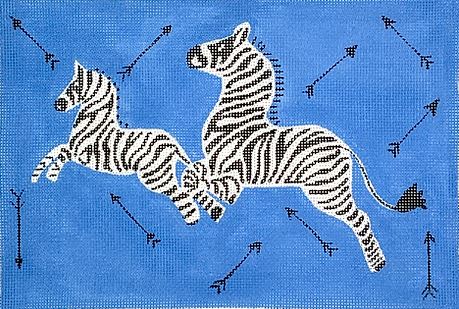 ScalamandrÃ© Leaping Zebras and Arrows/Blue