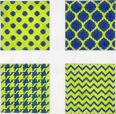 Mixed Geometrics Coasters Lime/Navy