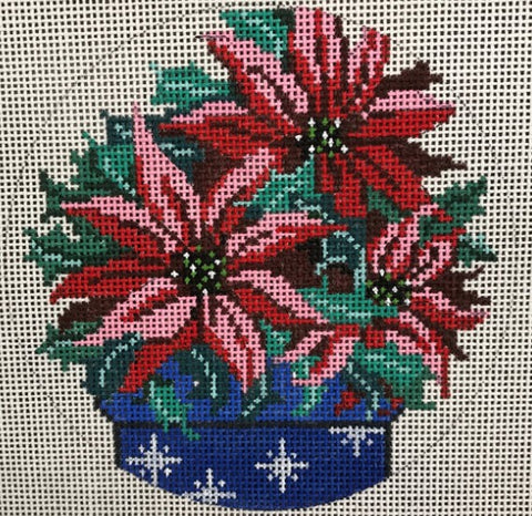 Poinsettia in Blue Pot (Patti Mann)