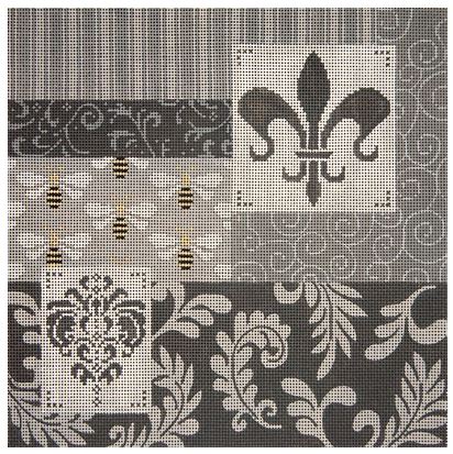 Black/White/Grey Patch w/Fleur and Bees