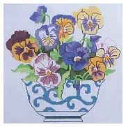 Pansies in a Blue Bowl