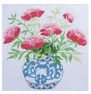 Peonies in a Blue Bowl