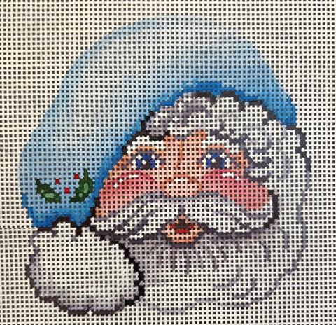 Santa Face w/Baby Blue Hat - 13M  (Patti Mann)